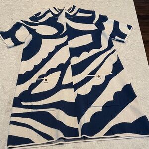 Anthropologie Maeve Striped Blue and Beige Dress